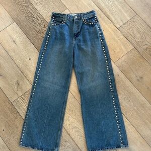 Reformation Studded Blue Denim Jeans